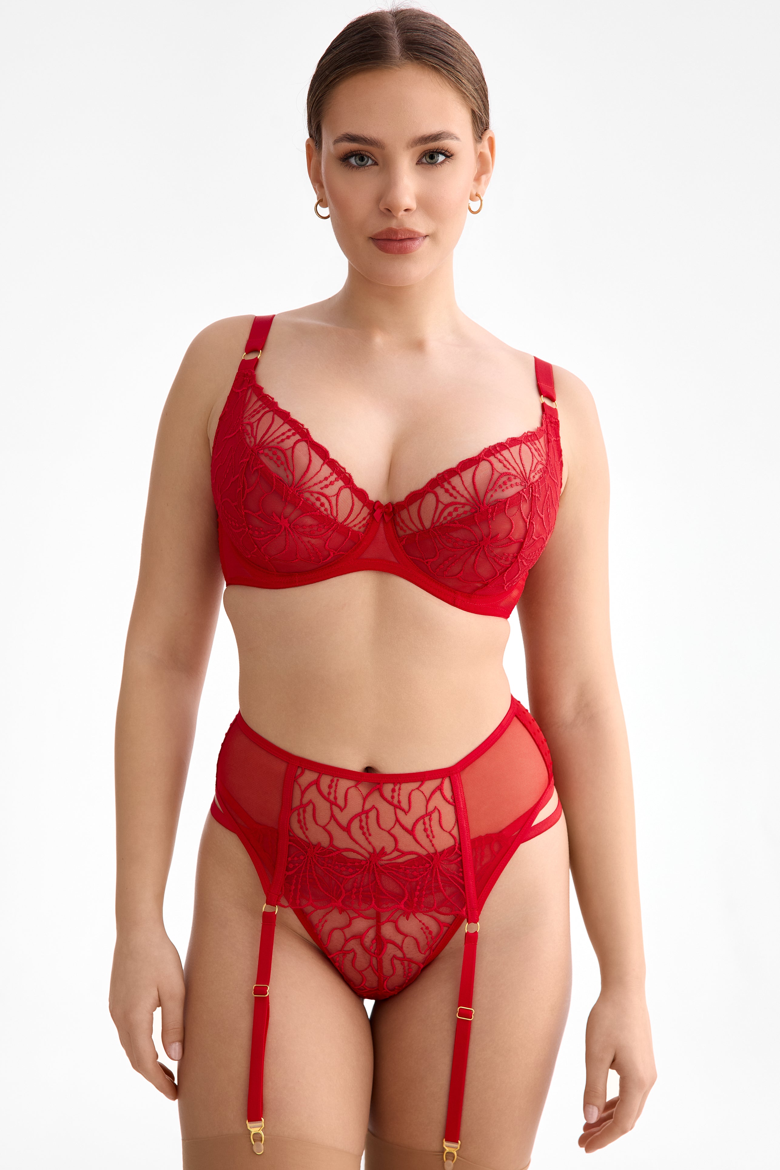Harper high-waisted garter belt C603 red