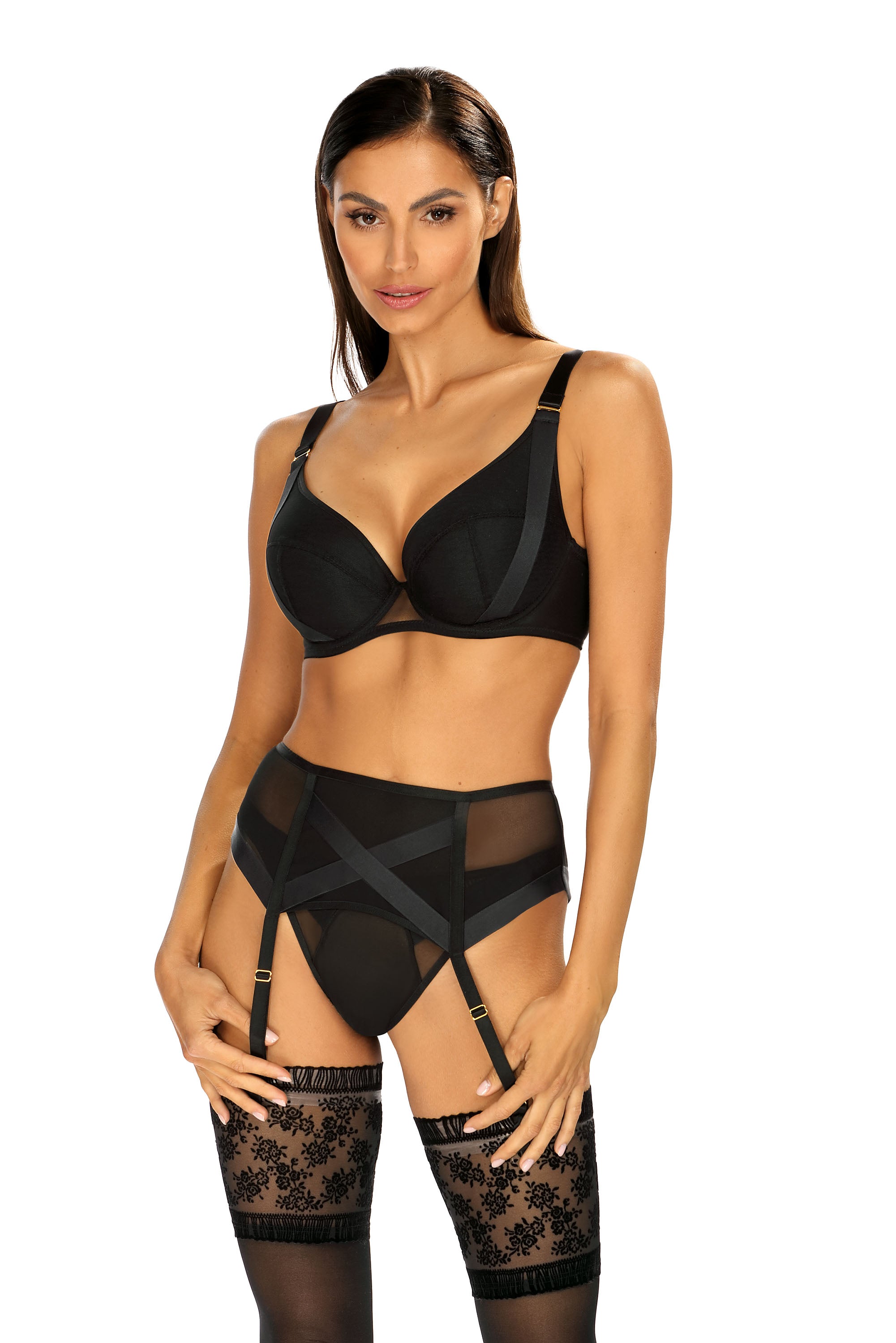 Pryma high-waisted garter belt C603 black