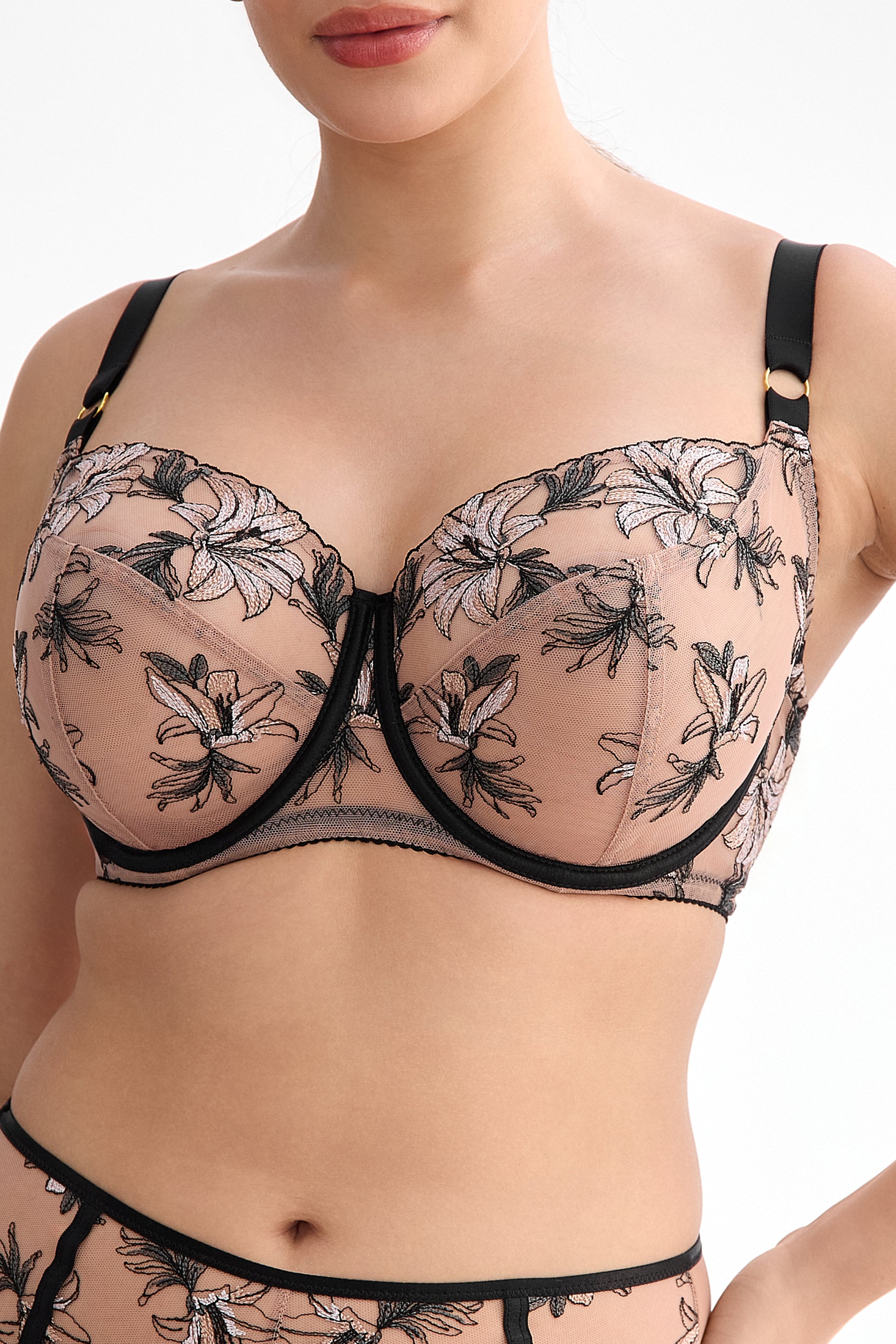 Salma full cup for large busts bra B171 beige-black