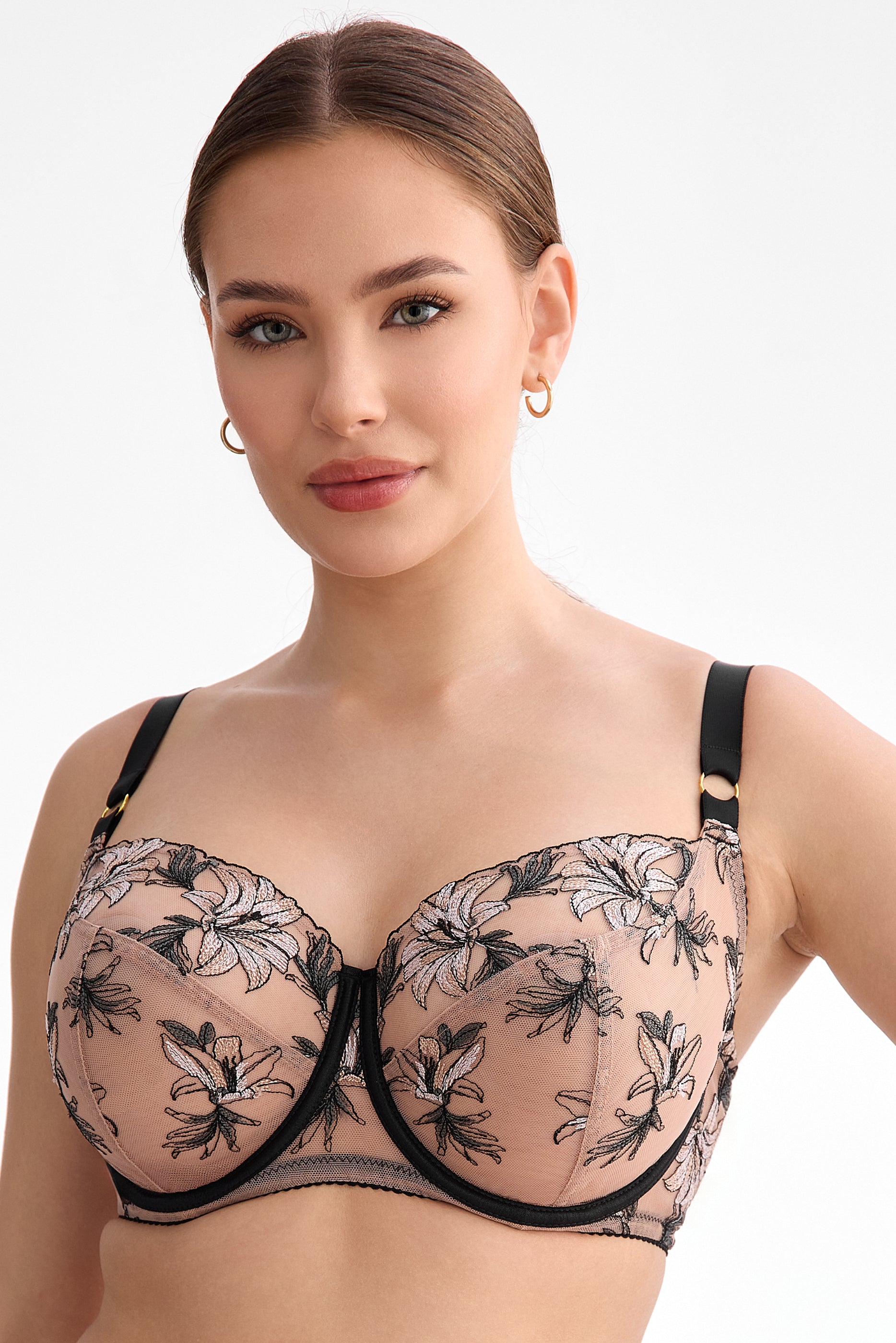 Salma full cup for large busts bra B171 beige-black